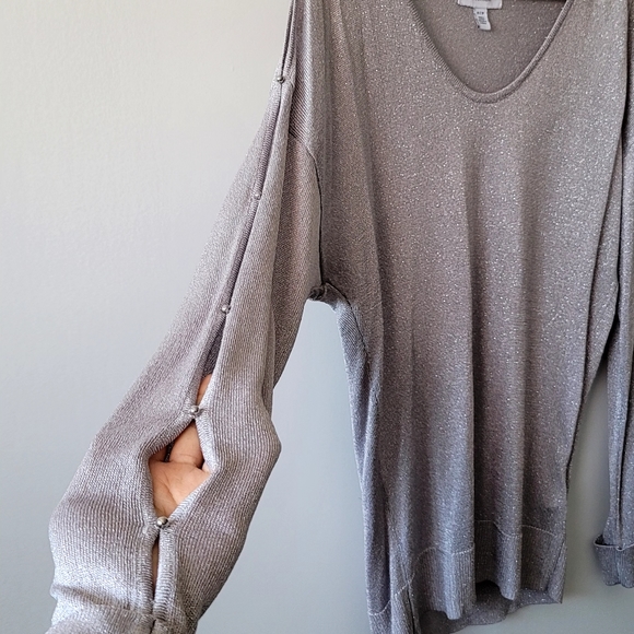 Calvin Klein Gray Silver Long Sleeve Blouse - Size XS - Picture 4 of 8
